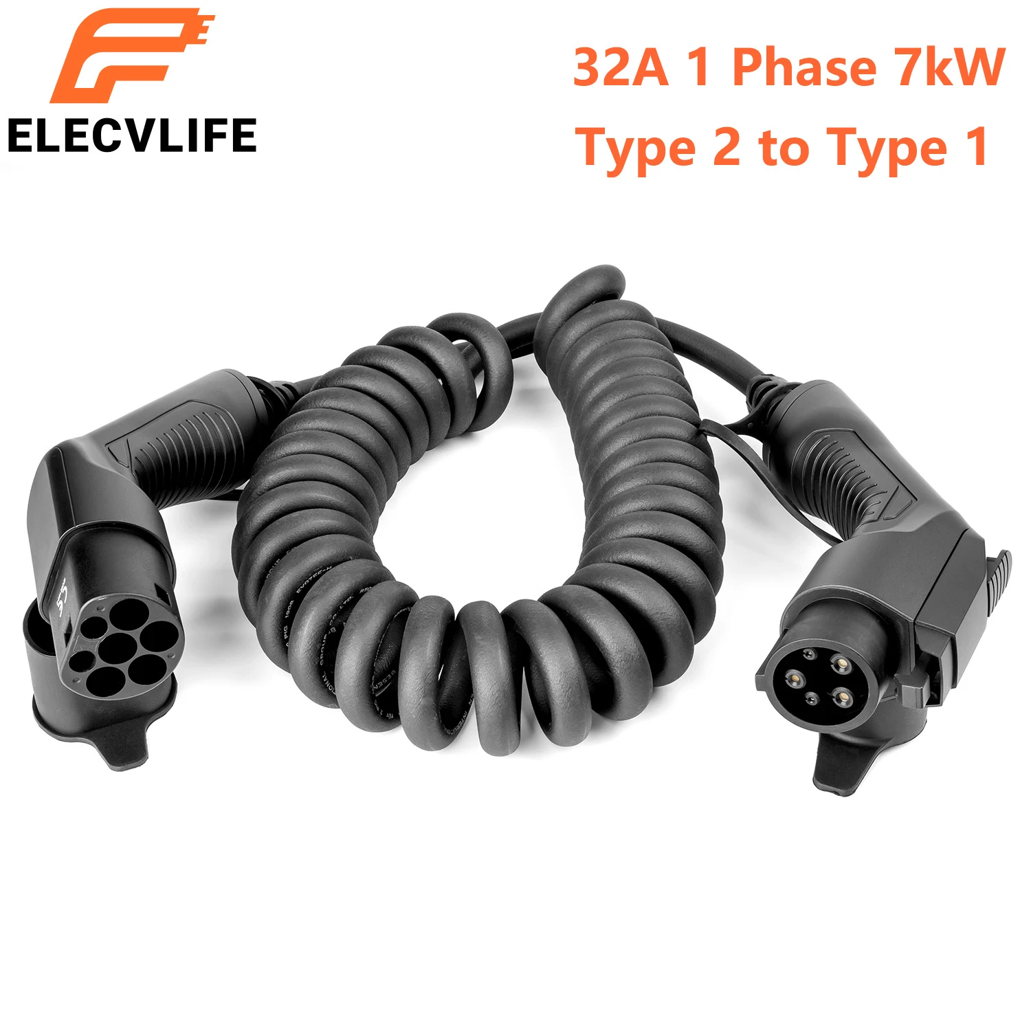 Electric Car Charging Cable 7kw 32a 1 Phase Type 1 To Type 2 Female To