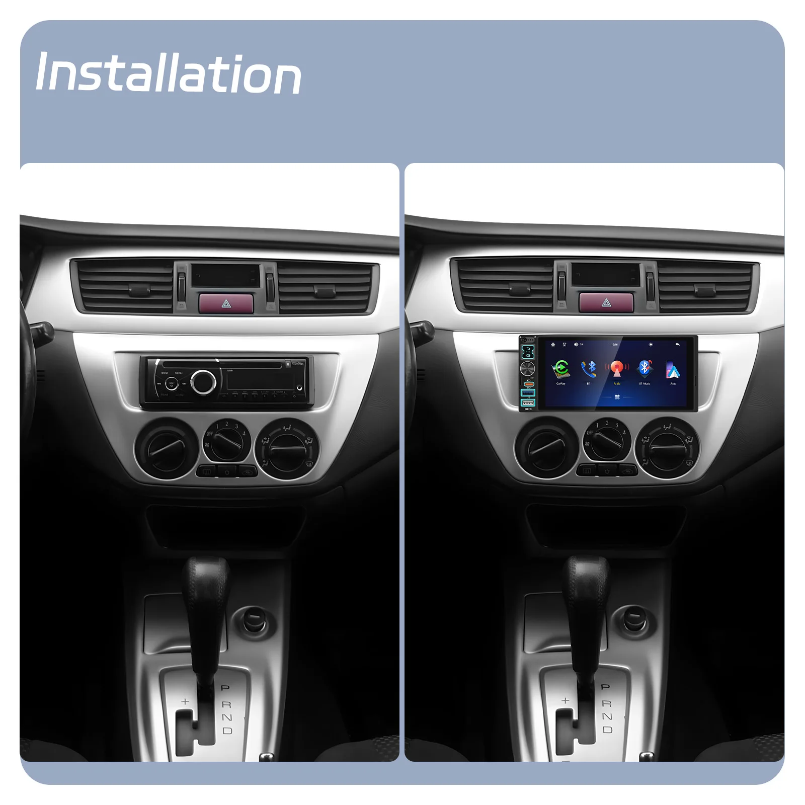 Podofo Reproductor Multimedia para Auto con Pantalla Táctil HD de 6.8” 6.9” 1DIN, Carplay Inalámbrico/Carplay con Cable, Android Auto Universal, Reproductor MP5 para Auto, Radio FM BT, Tipo-C/USB, Cámara de Visión Trasera, Autoradio 2