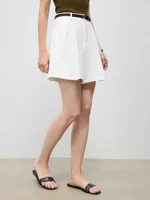 ZIQIAO 2025 Summer Women's Elevated Waist Wide Shorts - White Flattering Silhouette & Versatile Styling Casual Shorts 25ZQ92197 - Image 3