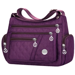 Square - Shaped Versatile Crossbody Bag - New Style Large Fashionable Oxford Fabric Shoulder Bag (Purple)