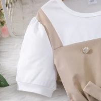 Robe d'été pour filles de 8 à 12 ans, kaki et blanc, manches courtes, robes simples à la mode, vêtements pour adolescentes, tenue de fête pour grands enfants 5