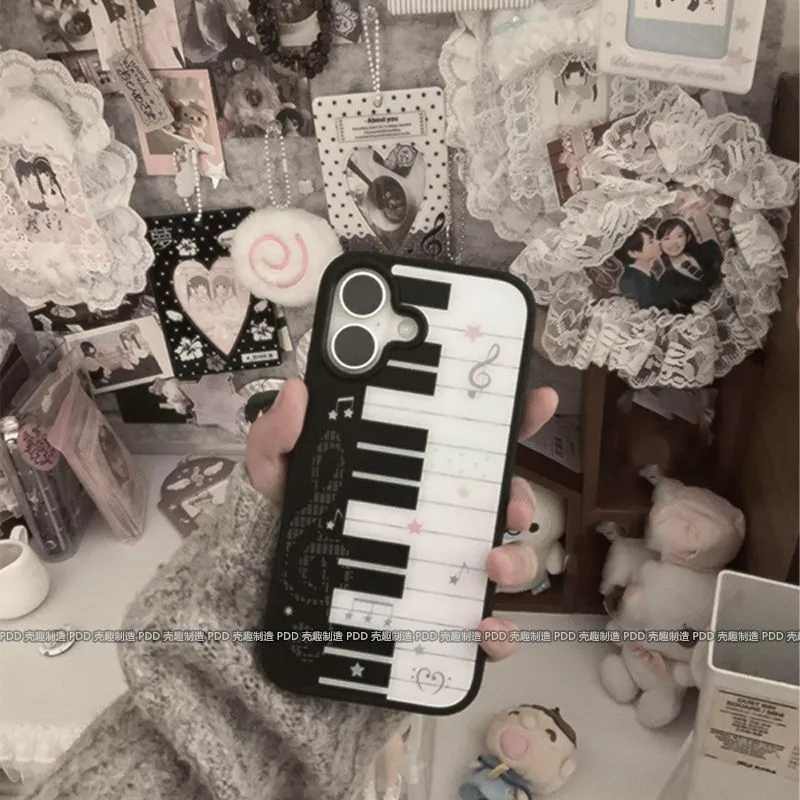 Korean Ins Art Piano Key Notes Creative Cute Matte Silicone Phone Case