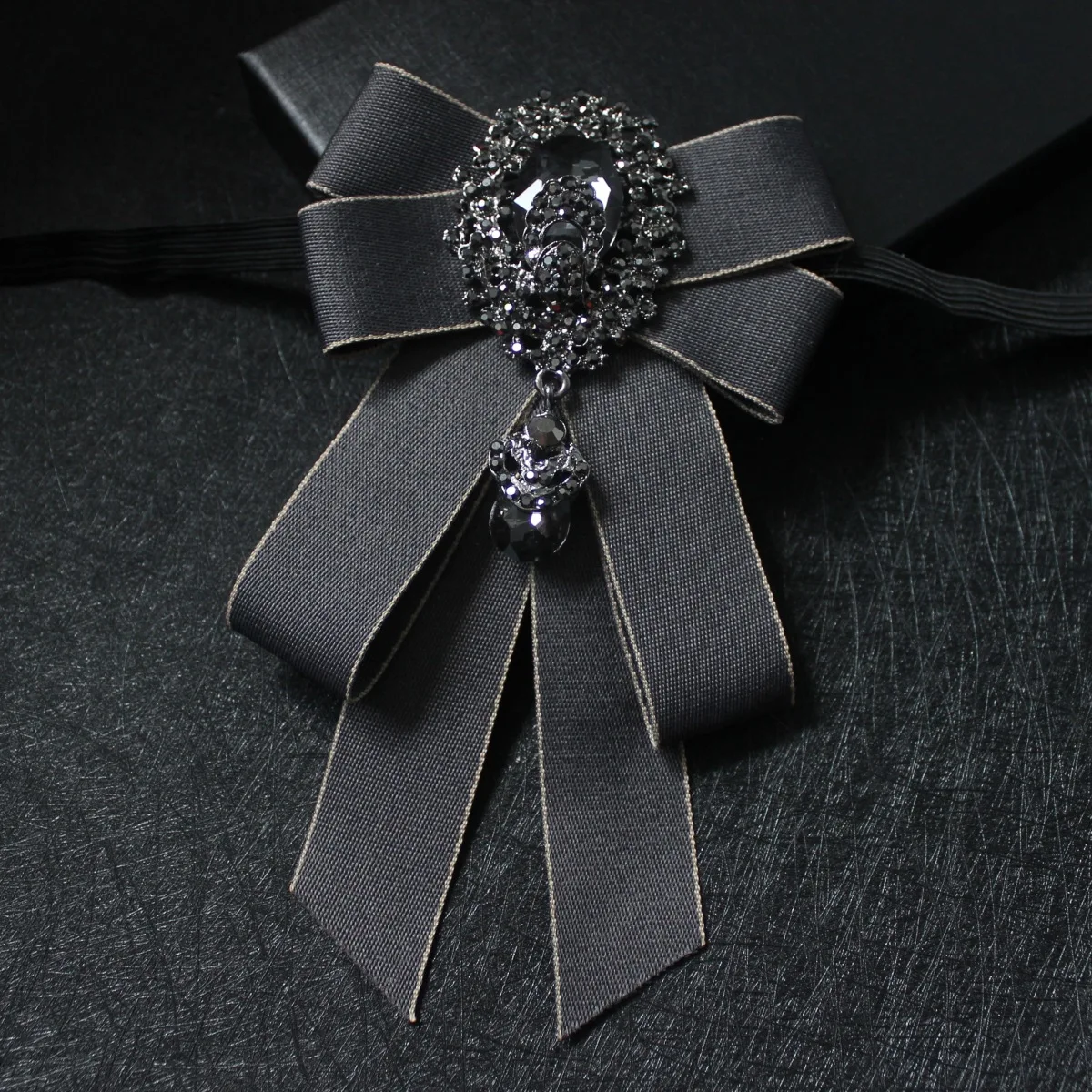 British Men Women Silk Satin Bow Tie Cravat Luxury Groom Necktie Business Wedding Party Alloy Crystal Rhinestone