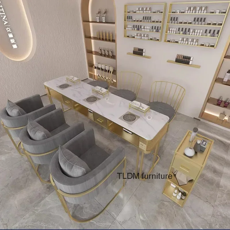 

Portable Nail Table Nail Salon Organizer Marble Designer Manicure Table Workstation Schminktisch Beauty Salon Furniture MQ50NT