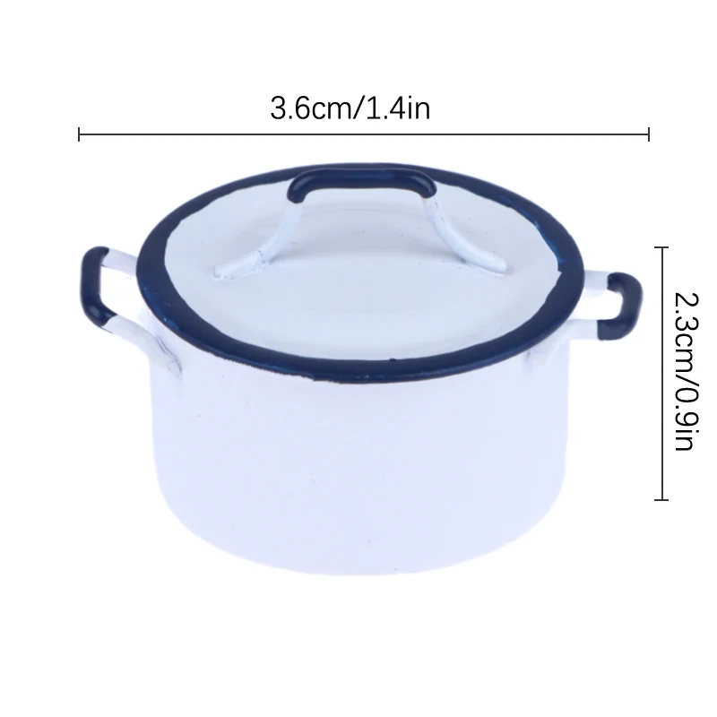 Caldera en miniatura para casa de muñecas, olla de sopa con tapa, utensilios de cocina, modelo de decoración, accesorios para casa de muñecas, 1:12