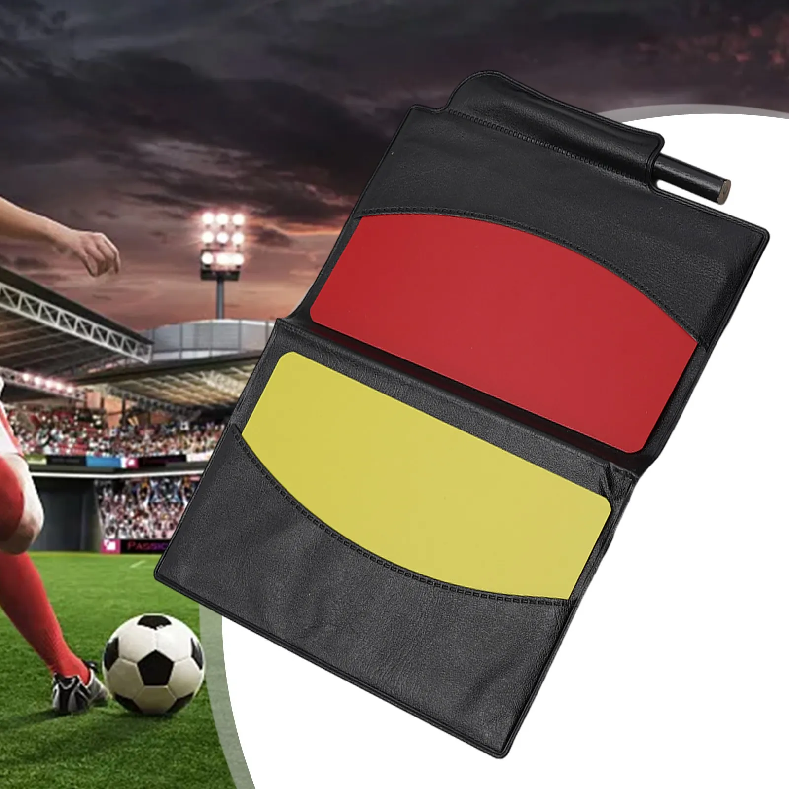 Professional Soccer Referee Red Yellow Card Set Lightweight PU+PVC Wallet Notebook For Football Officials Game Essentials soccer referee cards