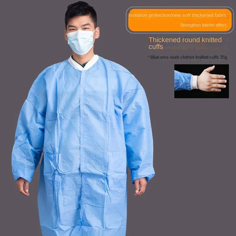 Disposable Non-Woven Experimental Gown Coat One-Piece Protective Clothing Antifouling Breathable Thickened Isolation Clothing