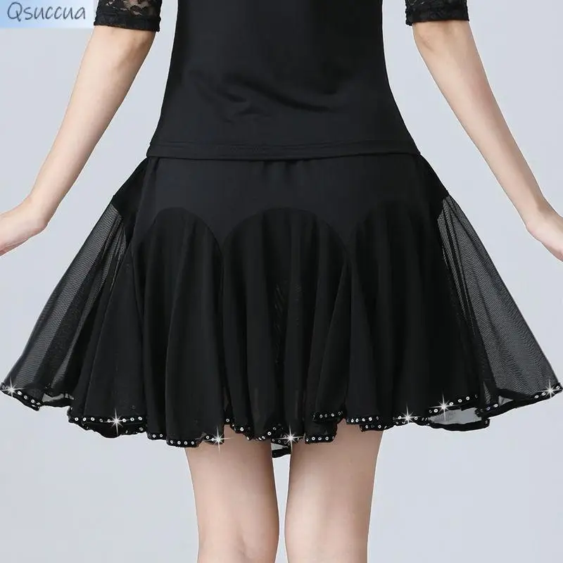 

Latin Dance Half Skirt Mesh Dress Performance Dress Three Step Step Step