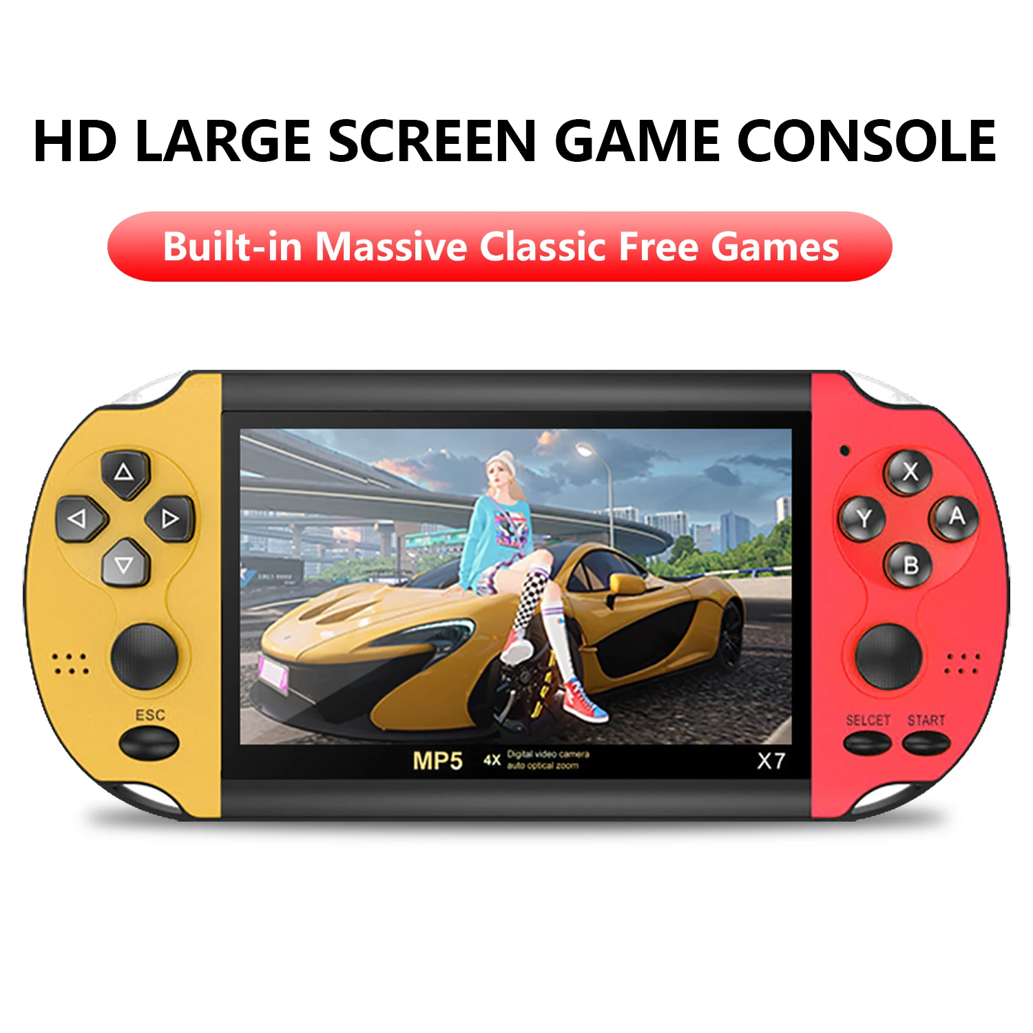 X7 4.3 Inch Video Game Console Dual Joystick Handheld Retro Game Console Built-in 10000 Free Games HD Video Player TV Output 