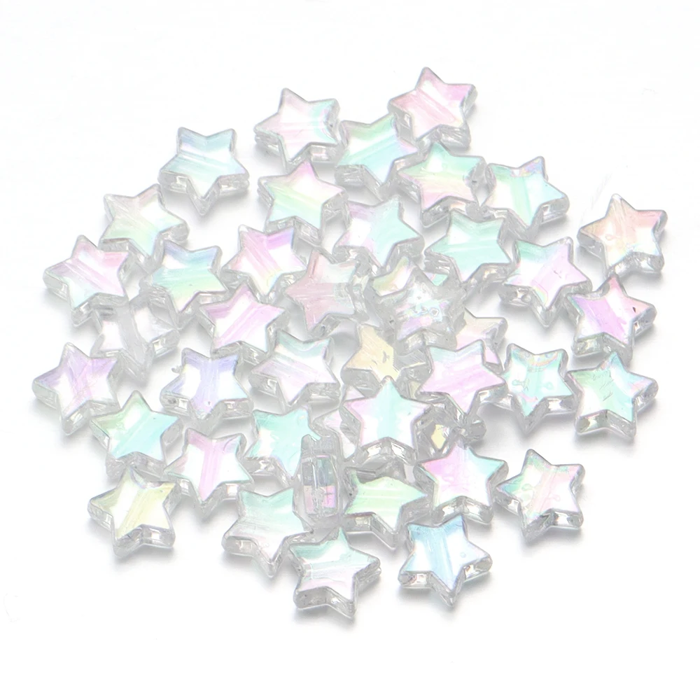 100pcs AB Color Acrylic Star Beads for DIY Jewelry and Crafting