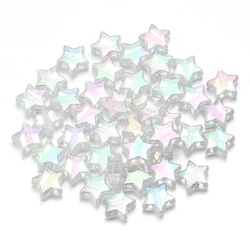 100pcs AB Color Acrylic Star Beads for DIY Jewelry and Crafting (Transparent)