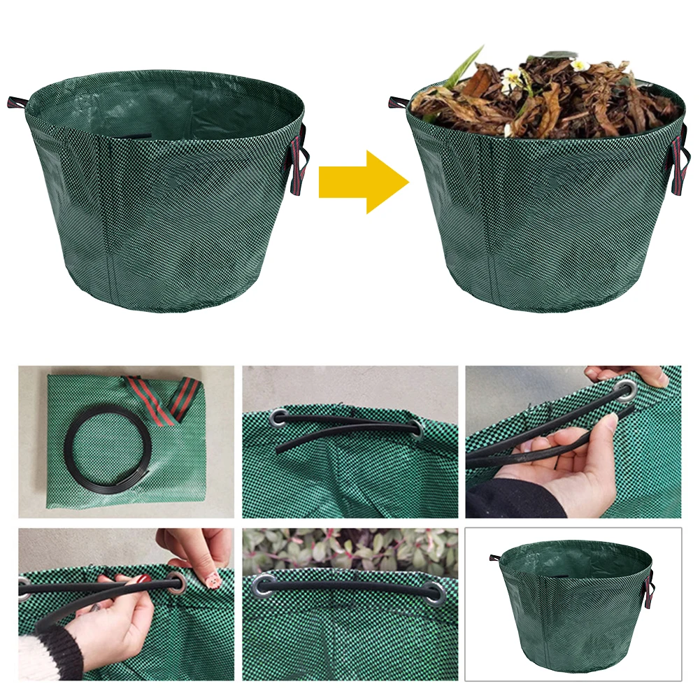 110L Garden Waste Bag Large Capacity Garden Storage Bag Foldable Waterproof Leaf Sack Trash Can Container Yard Leaf Container garden waste bag