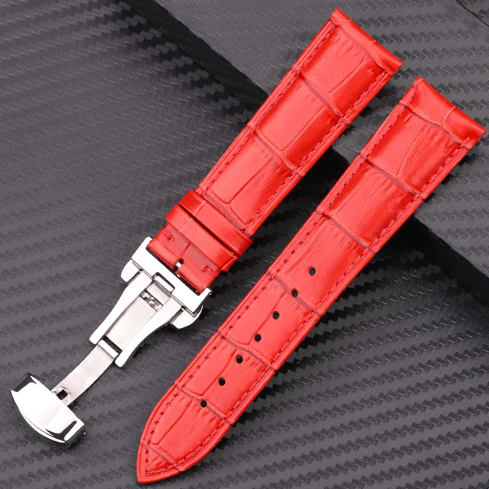 Luxurious Genuine Leather Watch Strap with Butterfly Clasp – Multiple Sizes Available