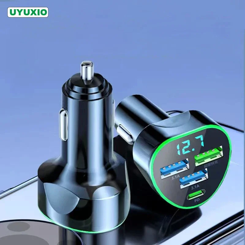 USB C 차량용 충전기 어댑터, LED 전압 모니터, 초고속 충전, 아이폰, ..