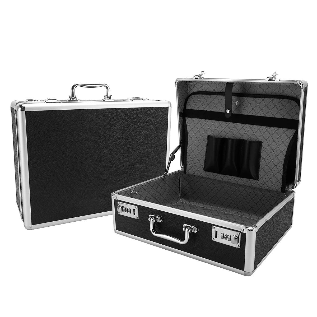 Black Barber Hairdressing Toolbox Makeup Storage Case Curling Salon Rod Scissors Comb Password Box Tool Suitcase