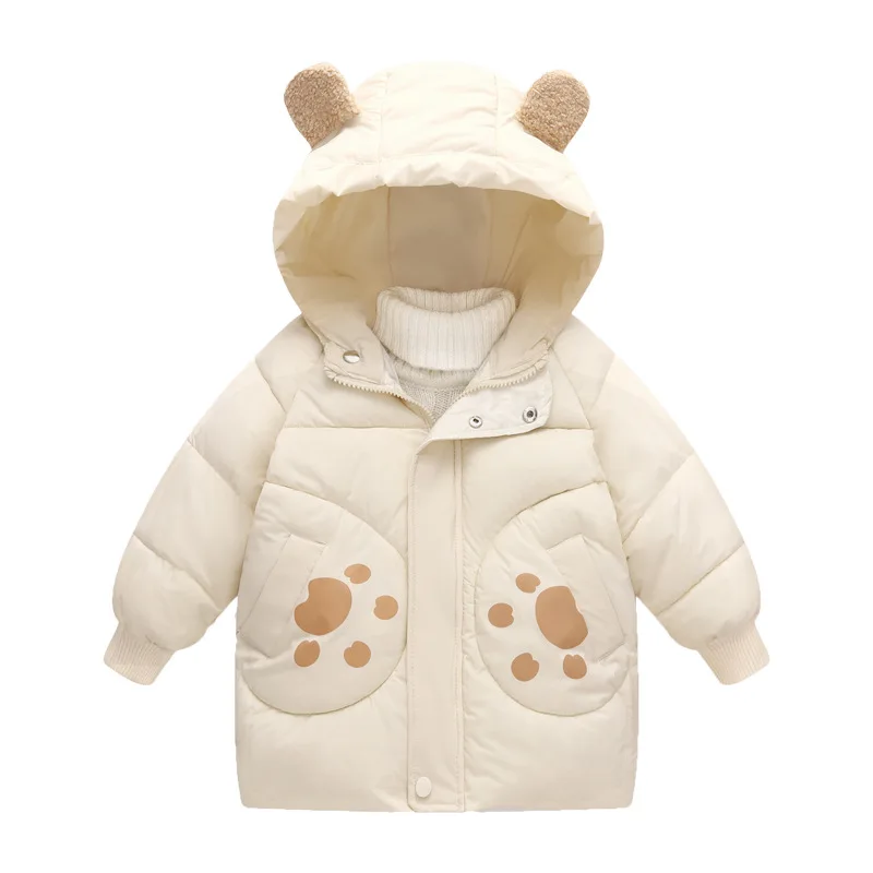 

Winter children's cotton padded jacket new cartoon medium length boys and girls' warm thickened plush cotton padded jacket
