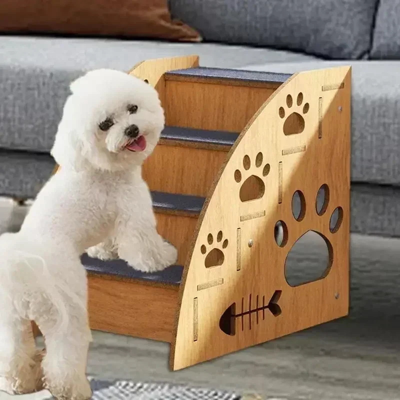 Pet Stairs for Bed Dog Steps Dog Ramp High Bed Climbing Steps Non-Slip Wooden