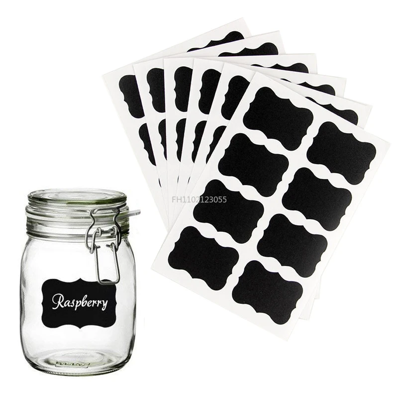 48PCS/6 set Chalkboard Labels Removable Waterproof Blackboard Sticker Label for Jars Glass Bottle Labels