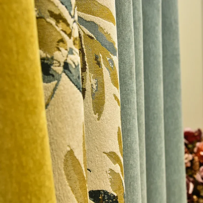 

Custom Size Color Matching Curtains Thickened Fabric Chenille Stitching Jacquard Blackout Living Room Decor Bedroom Curtain 1pc
