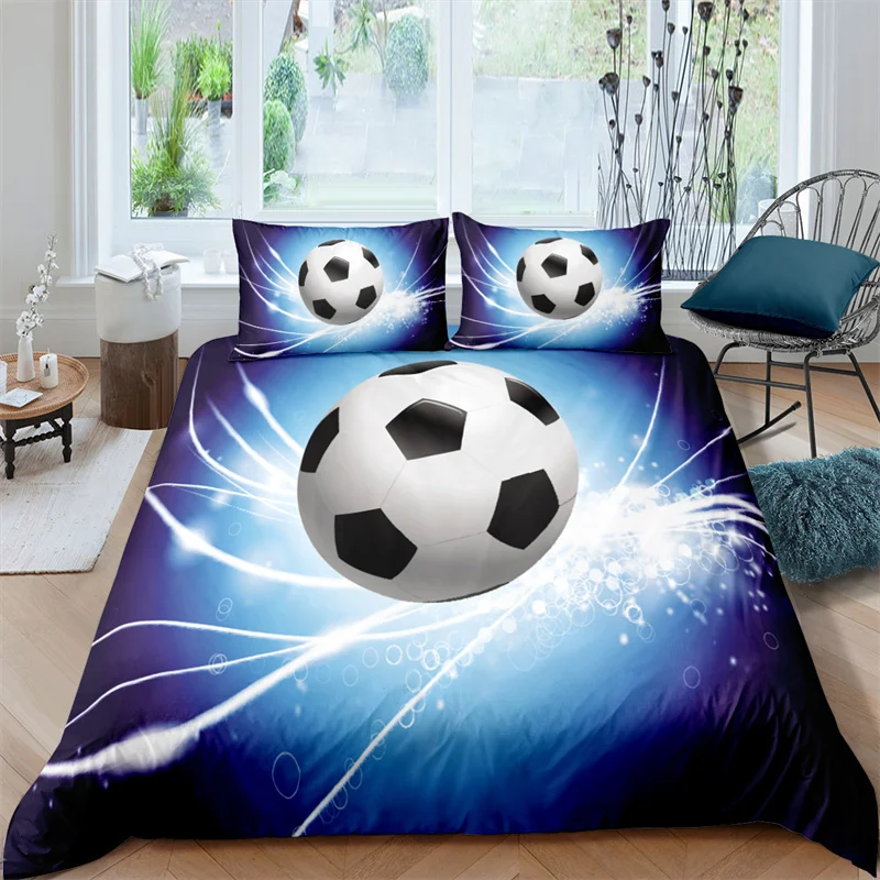 

Home Textile Luxury 3D Football Print 2/3Pcs Kids Aldult Duvet Cover Pillowcase Bedding Set Single Queen and King AU/EU/US Size