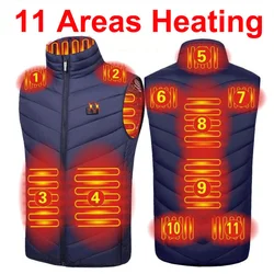 Adjustable Electric Heated Vest with USB Charging - Unisex Heated Bodywarmer - Asian Size M (11 Areas  Blue)