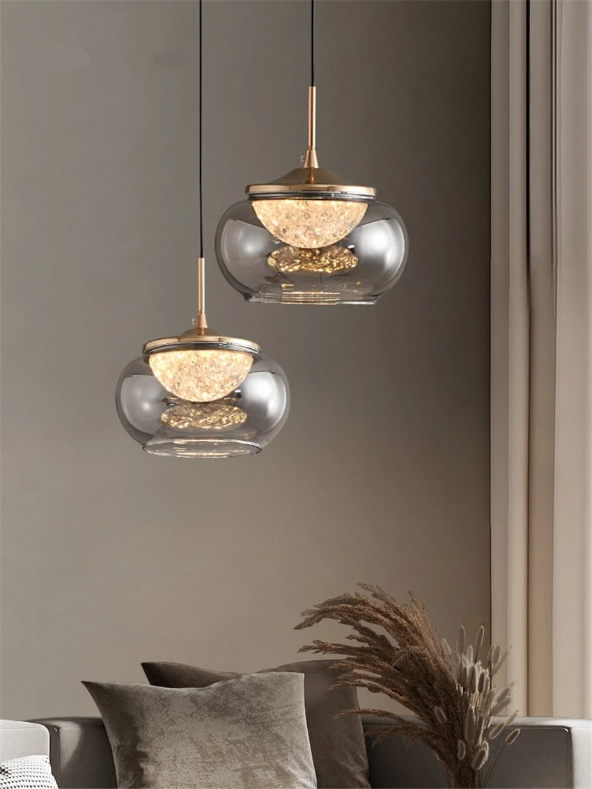 

Nordic Bedroom Bedside Glass Pendant Lamps Modern Dining Room Bar Entrance Living Room Hallway Minimalist Art LED Pendant Lights