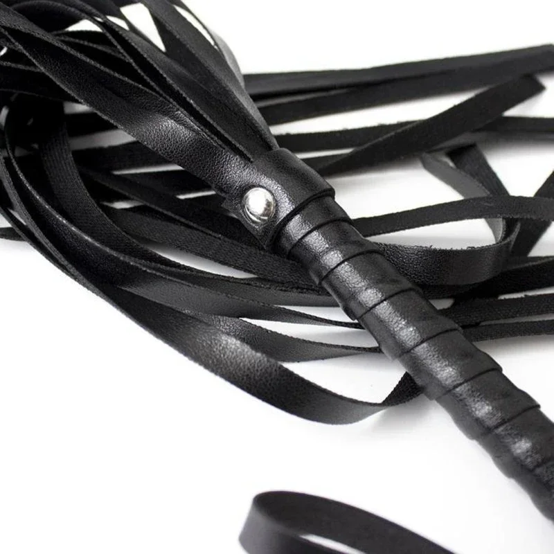 40CM Genuine Leather Tassel Horse Whip With Handle Flogger Equestrian Whips Teaching Training Riding Whips 3
