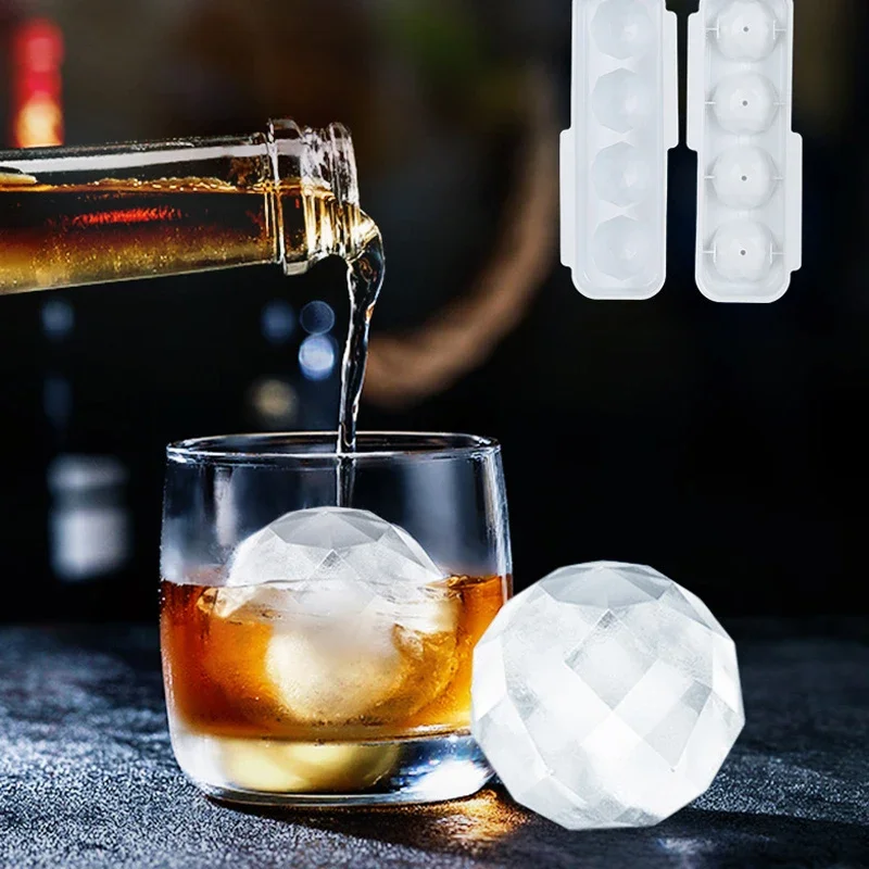 4 Cavity Ice Box Spherical Ice Mold Whiskey Vodka Beer Ice Ball Mold Home  Ice Products Bar Ice Ball Model Kitchen Accessories