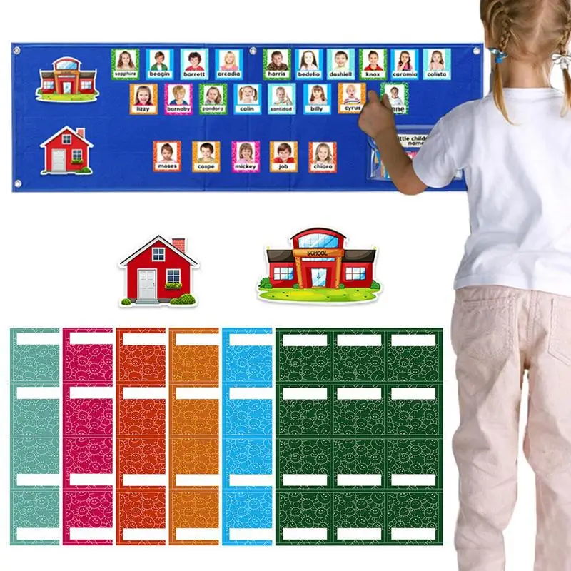 

School Classroom Attendance Pocket Chart With 74 Color Cards Teacher Who Is Here Today Accessories For Classroom Management