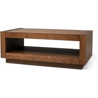 Artemis Large 2 Tier Contemporary Rectangle Wooden Center Coffee Table with Shelf Storage for Living Room in Refined 1