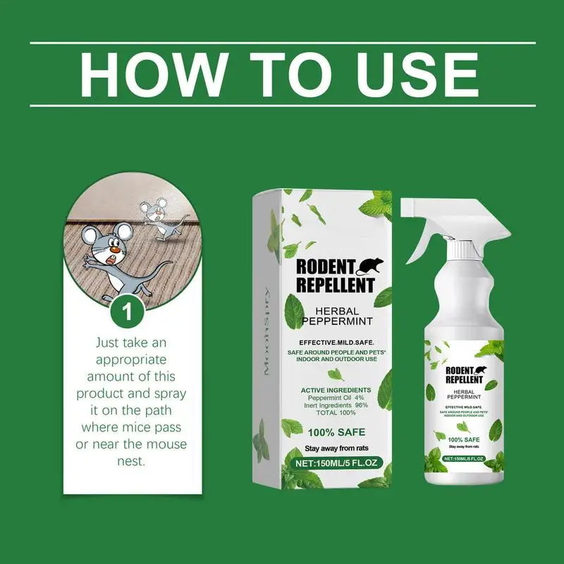 Outdoor Mouse Control Spray 150ml Peppermint Anti Mice Spray Mouse Defense For Indoor And Outdoor Humane Trap Substitute