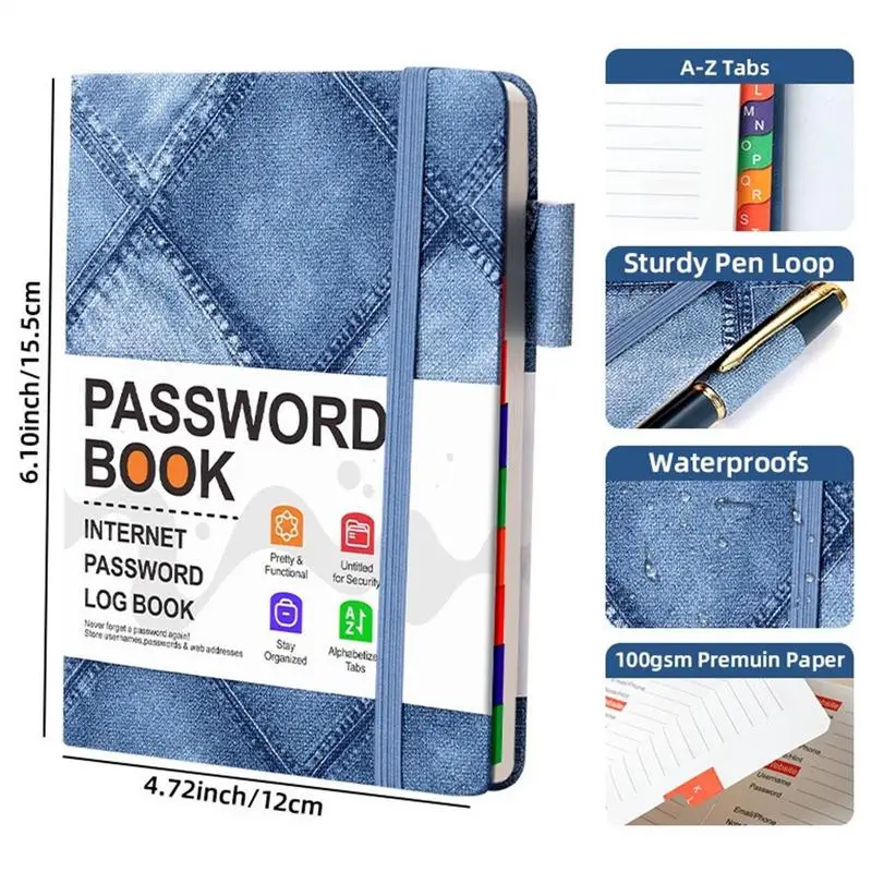 Password Organizer Address Book With Alphabetical Tabs 120-Pages Address Books For Seniors To Record Internet Logins