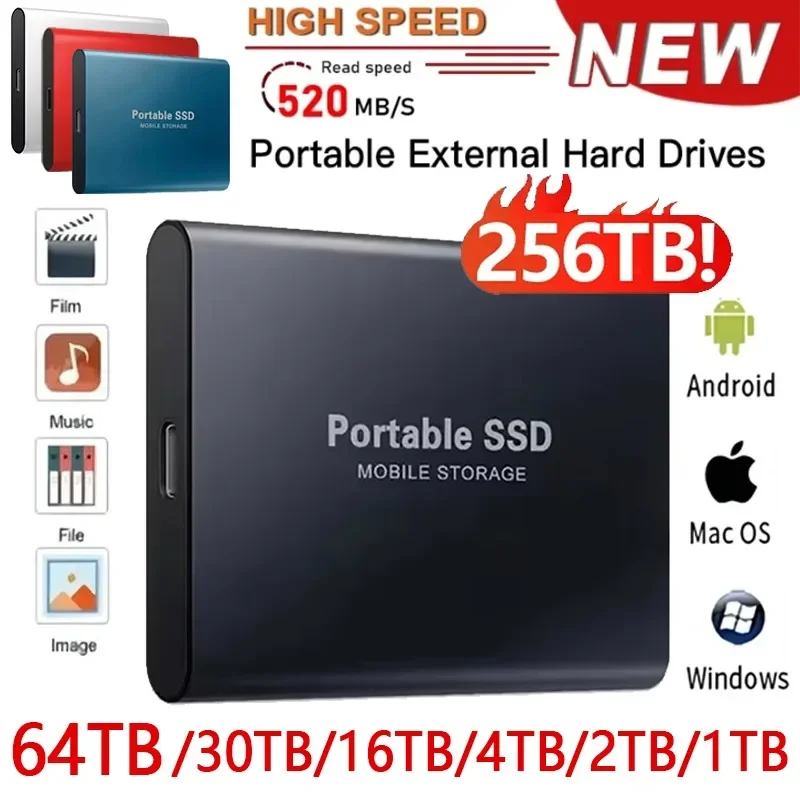 1TB External SSD USB 3.1 Type-C 550MB/s Hard Disk Waterproof Shockproof Portable Storage for Laptop/Camera/Gaming