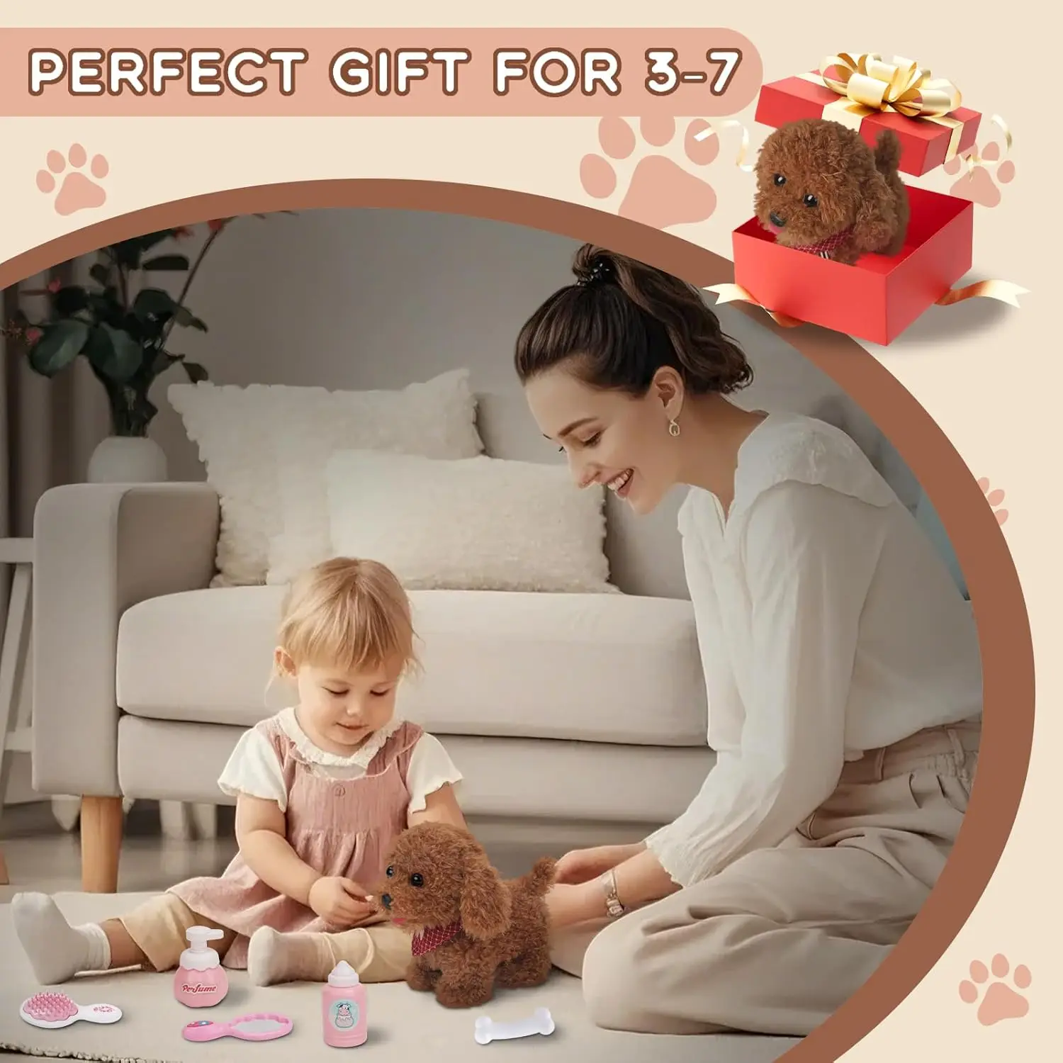 Interactive Electronic Puppy Toys for Kids, Walking Dog Toy with Leash, Remote Control, for Girls and Boys Aged 3+,birthday gift 5