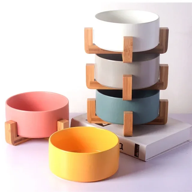 Self-Assembly Ceramic Double Cat Bowl Dog Bowl 400ML Pet Feeding Water Bowl Cat Puppy Feeder Product SuppliesFood Water Bowls 6