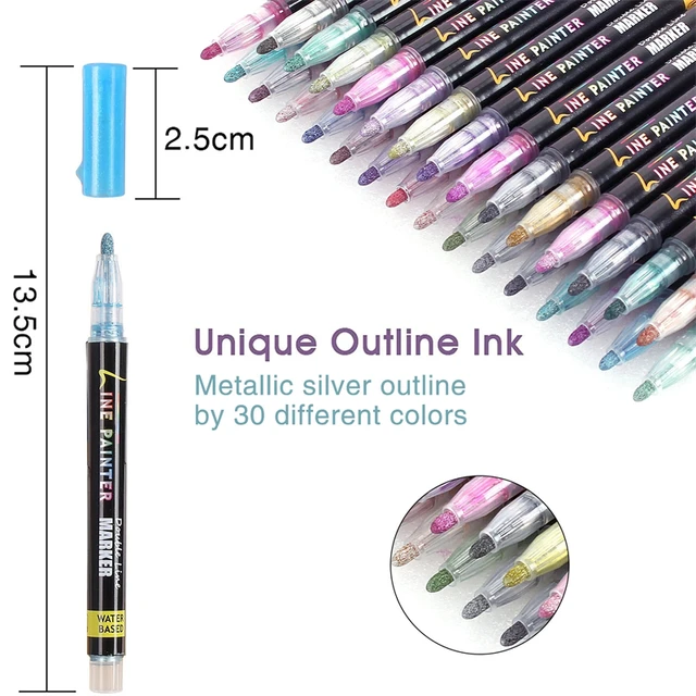 8/12 colors Double Lines Contour Art Pens Markers Pen Out Line Pen  Highlighter Scrapbooking Bullet diary Graffiti Poster card - AliExpress