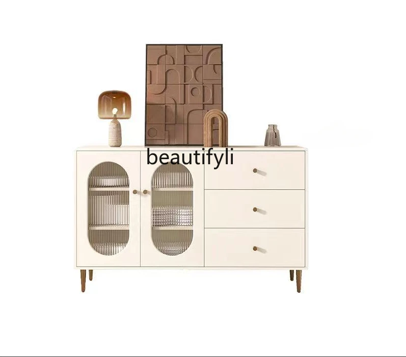 

Cream Style Sideboard Cabinet Wall Small Apartment Locker Kitchen Bowl Storage Cabinet Modern Minimalist Living Room Tea Cabinet