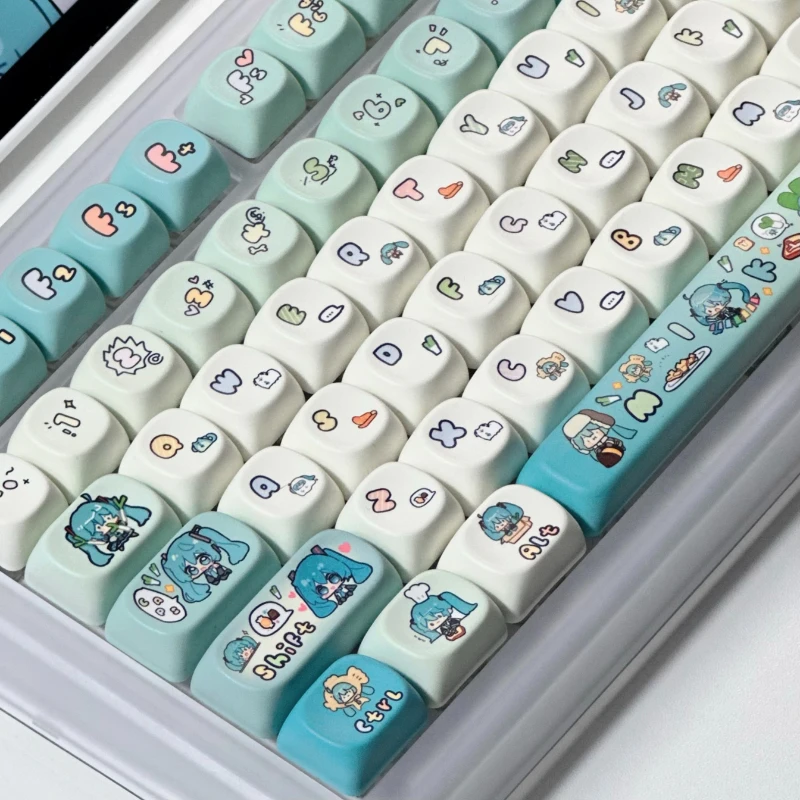 

Miku Keycaps Cute Cartoon Keycap PBT Custom Animal Key Caps Point Key Cap for Gaming Rainy75 Accessories Mechanical Keyboard