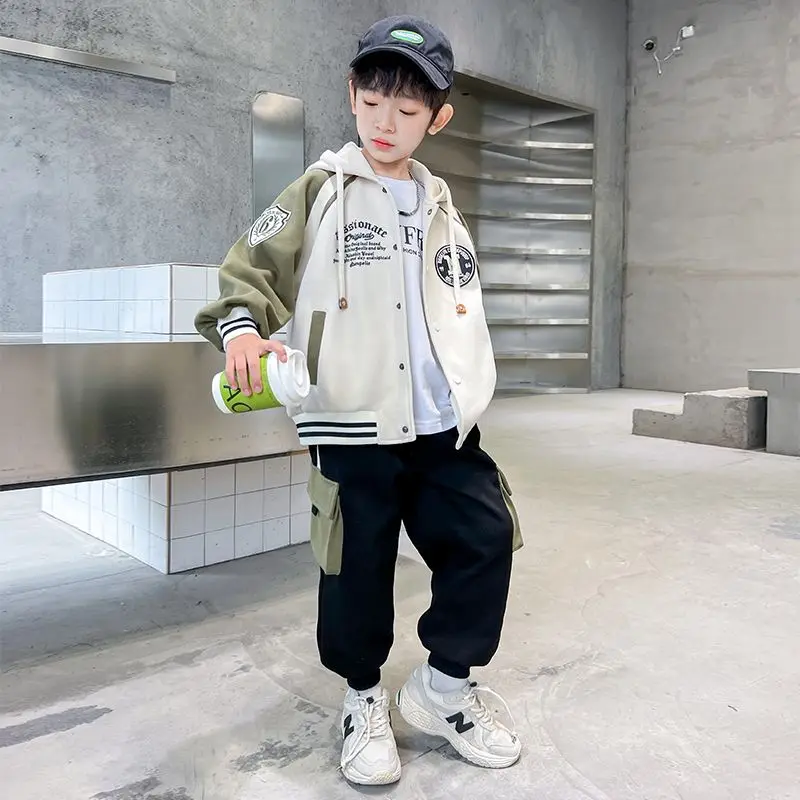 

2023 New Autumn hooded Coats +pant 2pcs Children teenage Boy Sets Kid Clothes Casual Boys Clothing Costume 5 6 8 10 12 14 years
