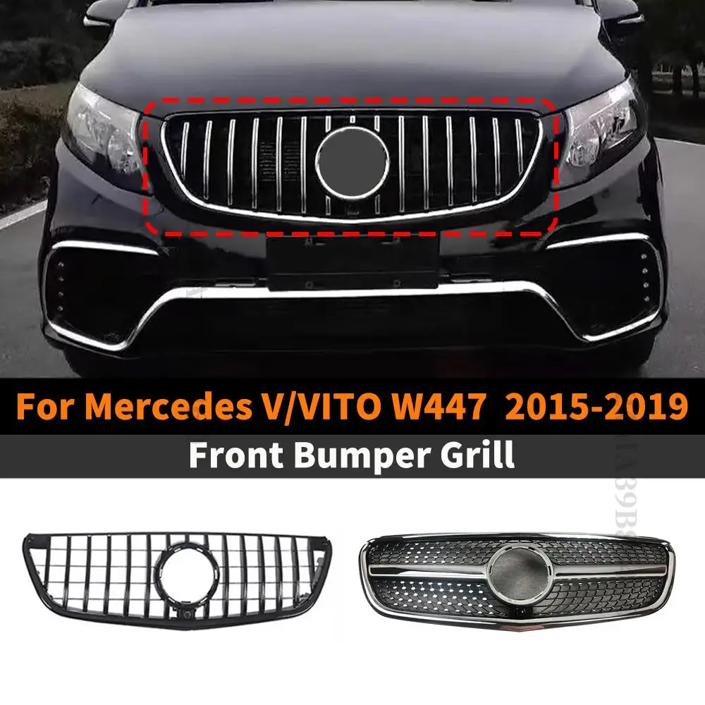 

Front Inlet Bumper Grille Racing Grill Hood Mesh For Mercedes Benz Vito V W447 2015-2019 V260 V250 GT Diamond Sport Facelift Kit