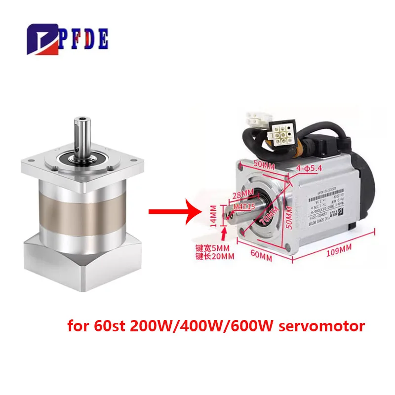 Planetary Reducer Gearbox SPLF60 Suitable For 60 Servo Motor 200w 400w 600w Gear Ratio 4/5/7/10 Max 25N.m &le;10 arcmin input 14mm