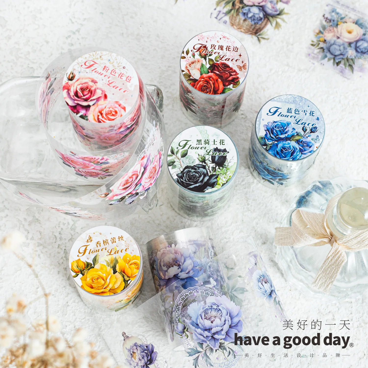 

1pcs/lot DIY Decoration Adhesive Tapes flowers and white dreams japanese Paper Pet tapes Stickers Masking Tapes