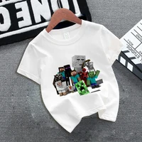 Miner Crafting Pixel T-shirt Short Sleeve Cute Cartoon Print Summer Round Neck Sportwear Fashion Hip Hop Boys Girls Clothes Gift 4