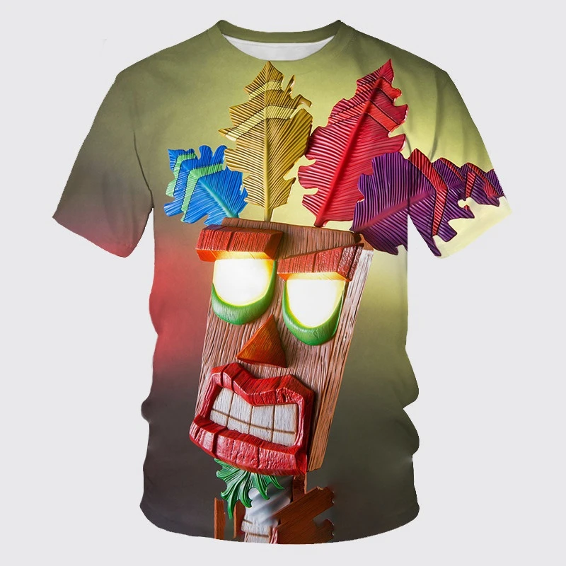 Crash Bandicoot - Children's 3D Printed T-shirt, Casual Sports Top, Cartoon Round Neck Short Sleeve Summer Fashion T-shirt