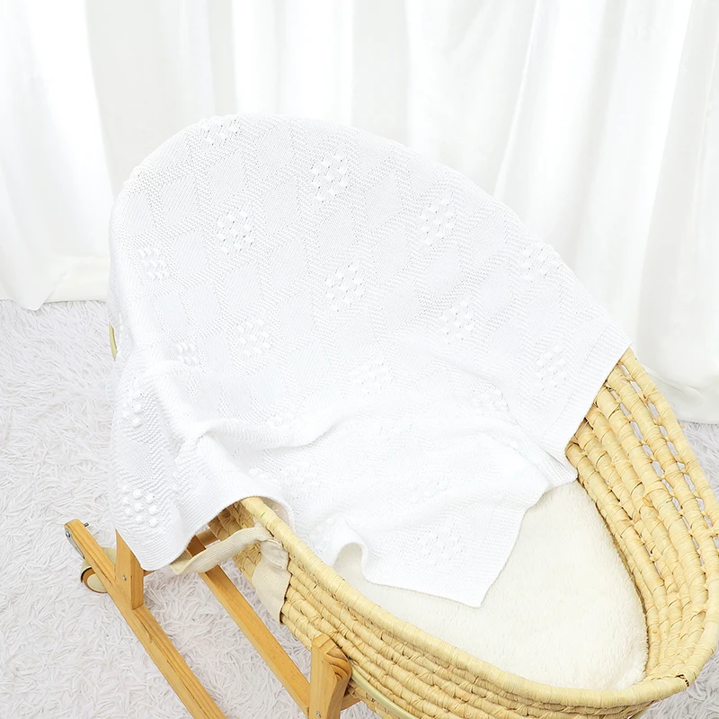 Plain Rhombus Pattern 0-24 Months Newborn Boys & Girls Security Blankets Knitwear Acrylic Baby Swaddle Wraps Soft Infant Blanket 6