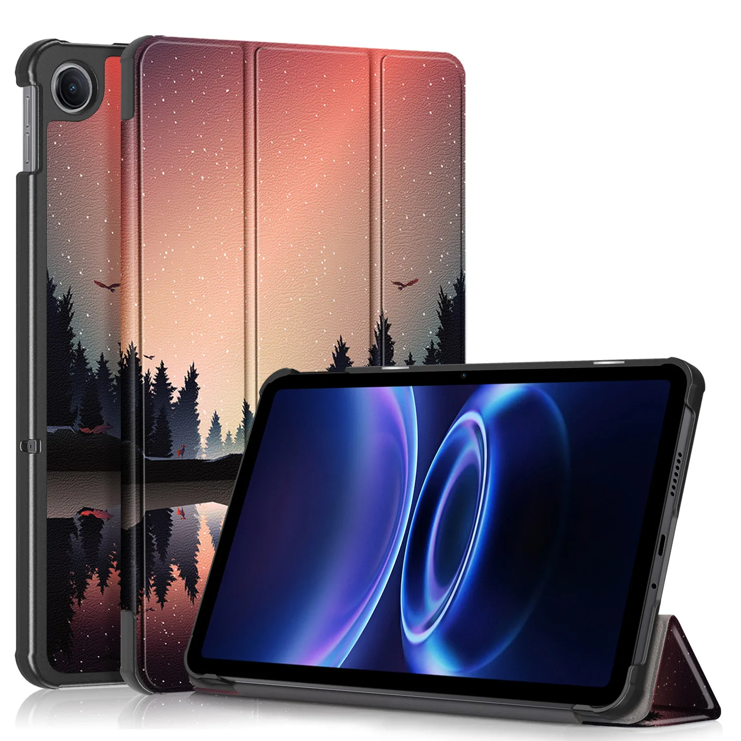 Enhanced PU Leather Flip Magnetic Tri-Folding Shockproof Tablet Case with Auto Sleep/Wake Feature