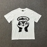 T-shirt imprimé en coton pour homme, vêtements de mode urbaine, style avant-gardiste, design rétro surdimensionné. Convient aux hommes et aux femmes. 1