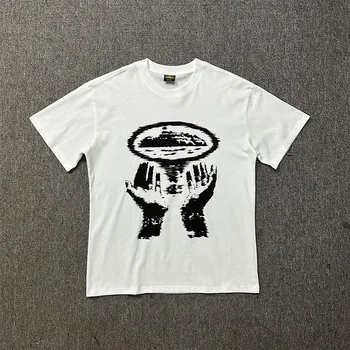 Men's cotton printed T-shirt, street fashion clothing, avant-garde style, retro oversized design.Suitable for both men and women 1