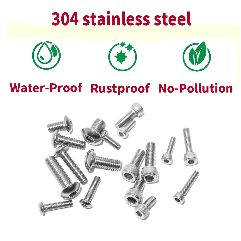 602 Pezzi Kit Assortimento Dadi E Bulloni Metrici M4 M5 M6 - Acciaio Inox 304 - Testa Esagonale