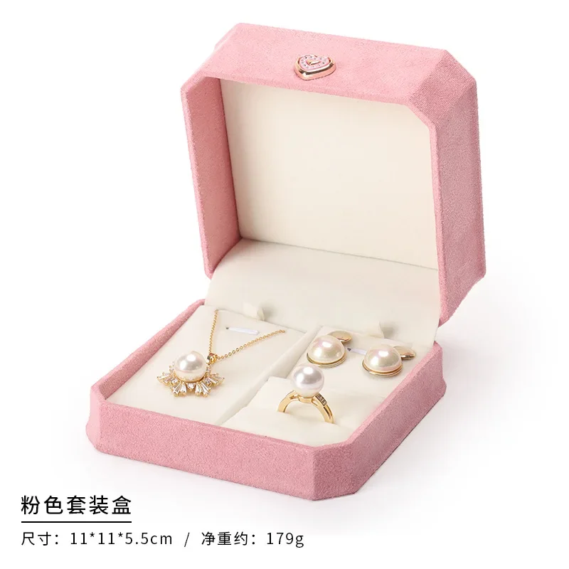 Caja Joyería Terciopelo AMANDELIZABE - 7x7x4cm Para Anillos Y Pendientes | Regalo Boda Compromiso